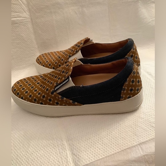 DSQUARED2 Canvas / Denim Brown & Navy Slip On Sneaker Mens 41 EU-8 US RARE H2F‍‍ - Picture 4 of 11